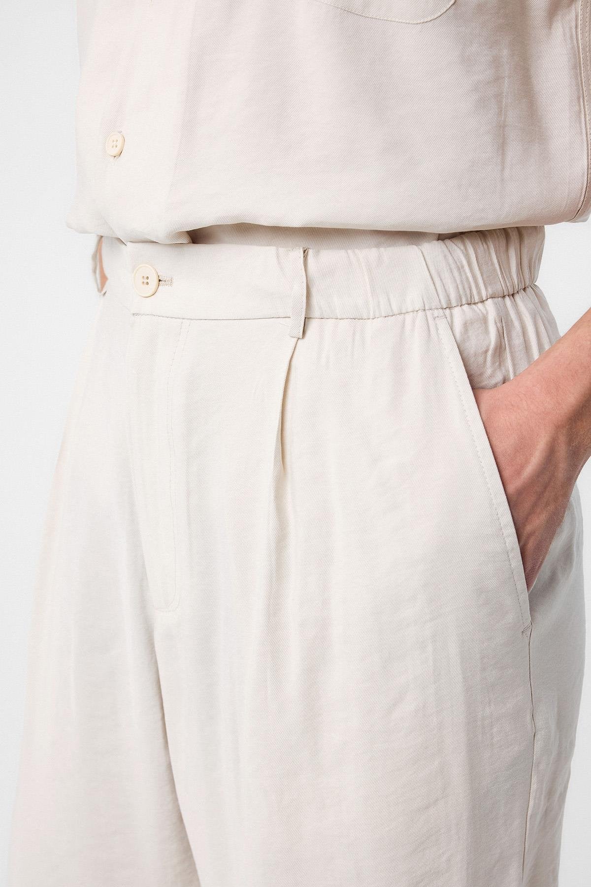 Antioch-Taş Relaxed Modal Kumaş Yüksek Bel Erkek Pantolon-Kumaş Pantolon-3-Milagron.com