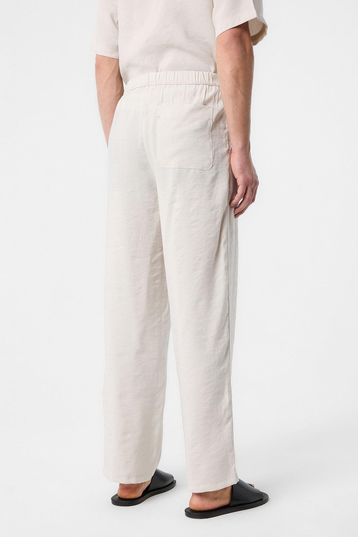 Antioch-Taş Relaxed Modal Kumaş Yüksek Bel Erkek Pantolon-Kumaş Pantolon-4-Milagron.com