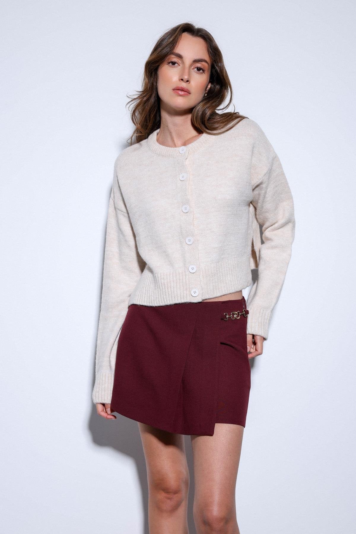 Antioch-Antioch Taş Yırtmaçlı örgü Triko Kadın Kazak-Kazak-1-Milagron.com