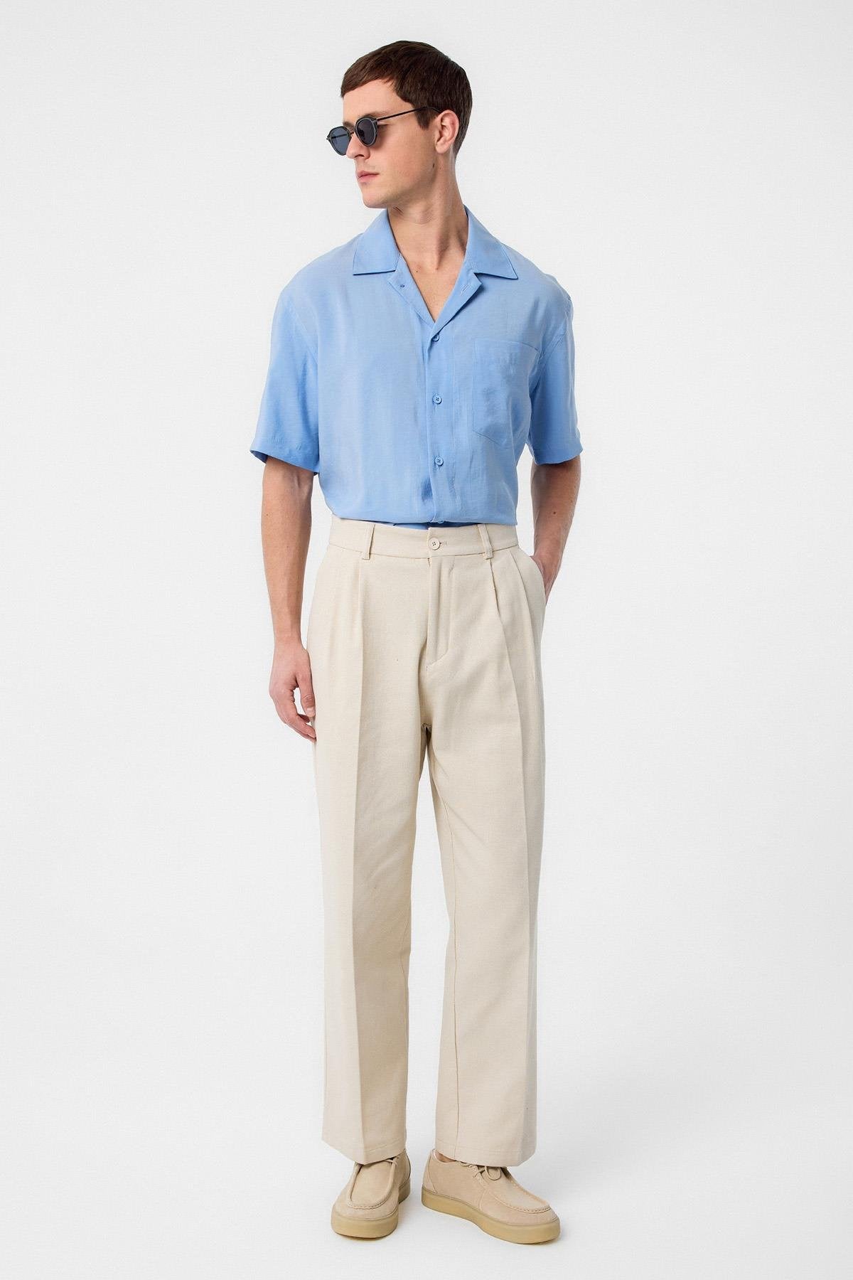 Antioch-Taş Yüksek Bel Pamuklu Erkek Pantolon-Kumaş Pantolon-2-Milagron.com