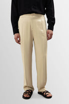 Antioch-Taş Yüksek Bel Pileli Keten Karışımlı Erkek Pantolon-Kumaş Pantolon-1-Milagron.com