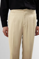 Antioch-Taş Yüksek Bel Pileli Keten Karışımlı Erkek Pantolon-Kumaş Pantolon-4-Milagron.com