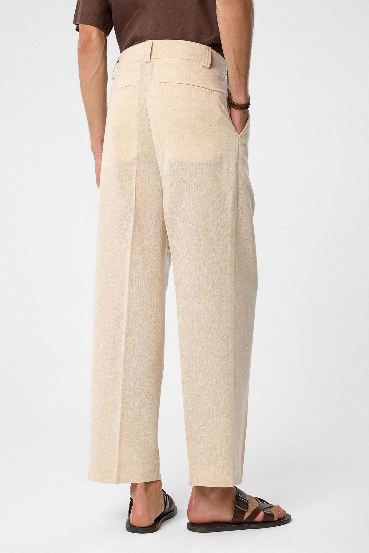 Antioch-Taş Yüksek Bel Pileli Relax Fit Erkek Pantolon-Kumaş Pantolon-6-Milagron.com