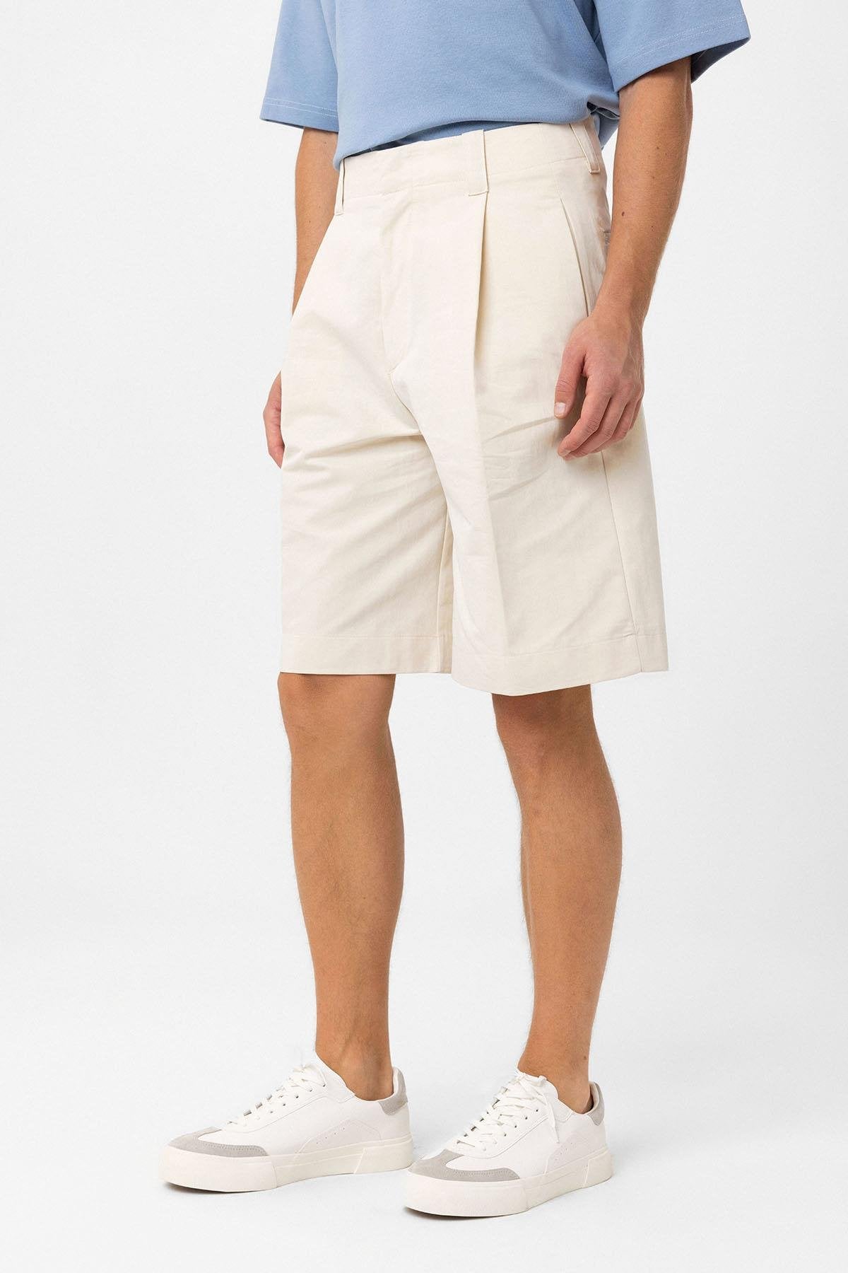 Antioch-Taş Yüksek Bel Pileli Relaxed Bermuda Erkek şort-Şort-3-Milagron.com