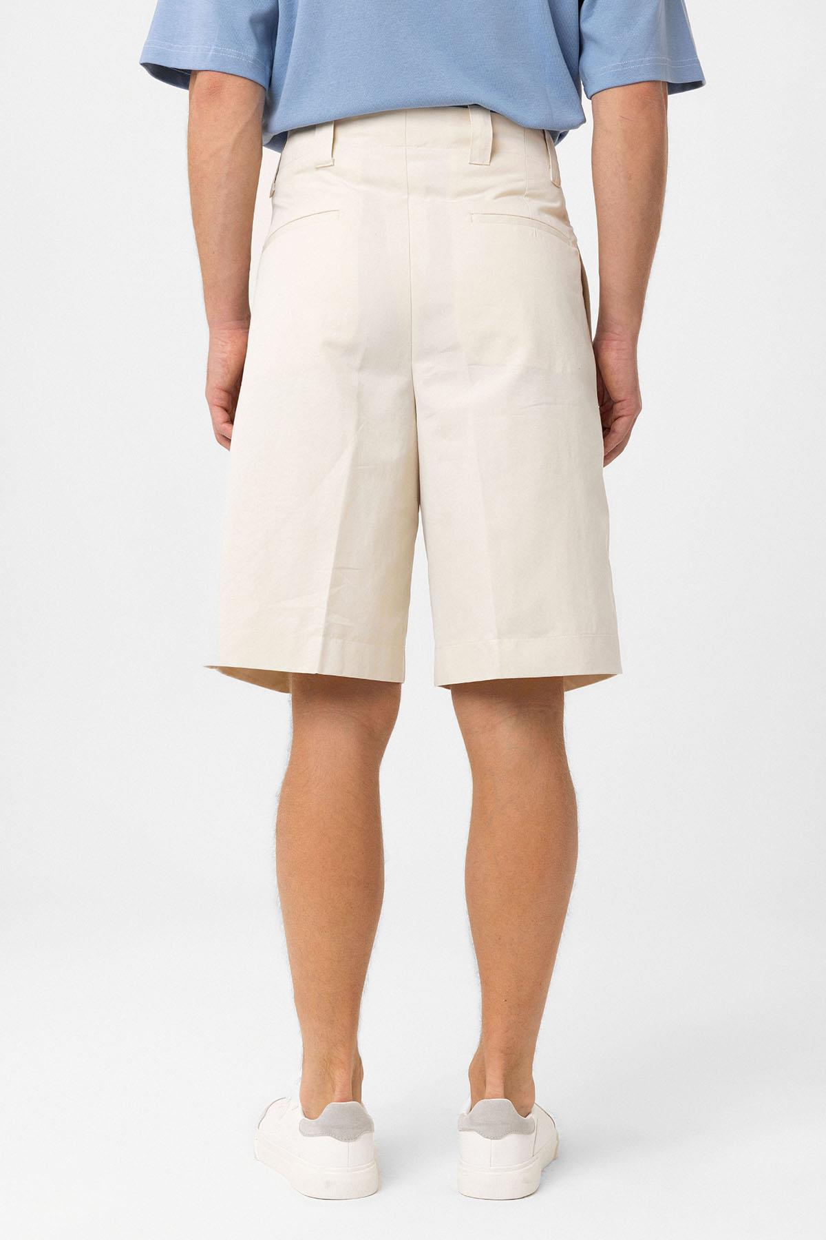 Antioch-Taş Yüksek Bel Pileli Relaxed Bermuda Erkek şort-Şort-5-Milagron.com