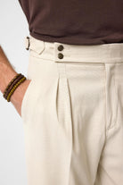 Antioch-Taş Yüksek Bel Yandan Tokalı Pileli Kumaş Pantolon-Kumaş Pantolon-4-Milagron.com