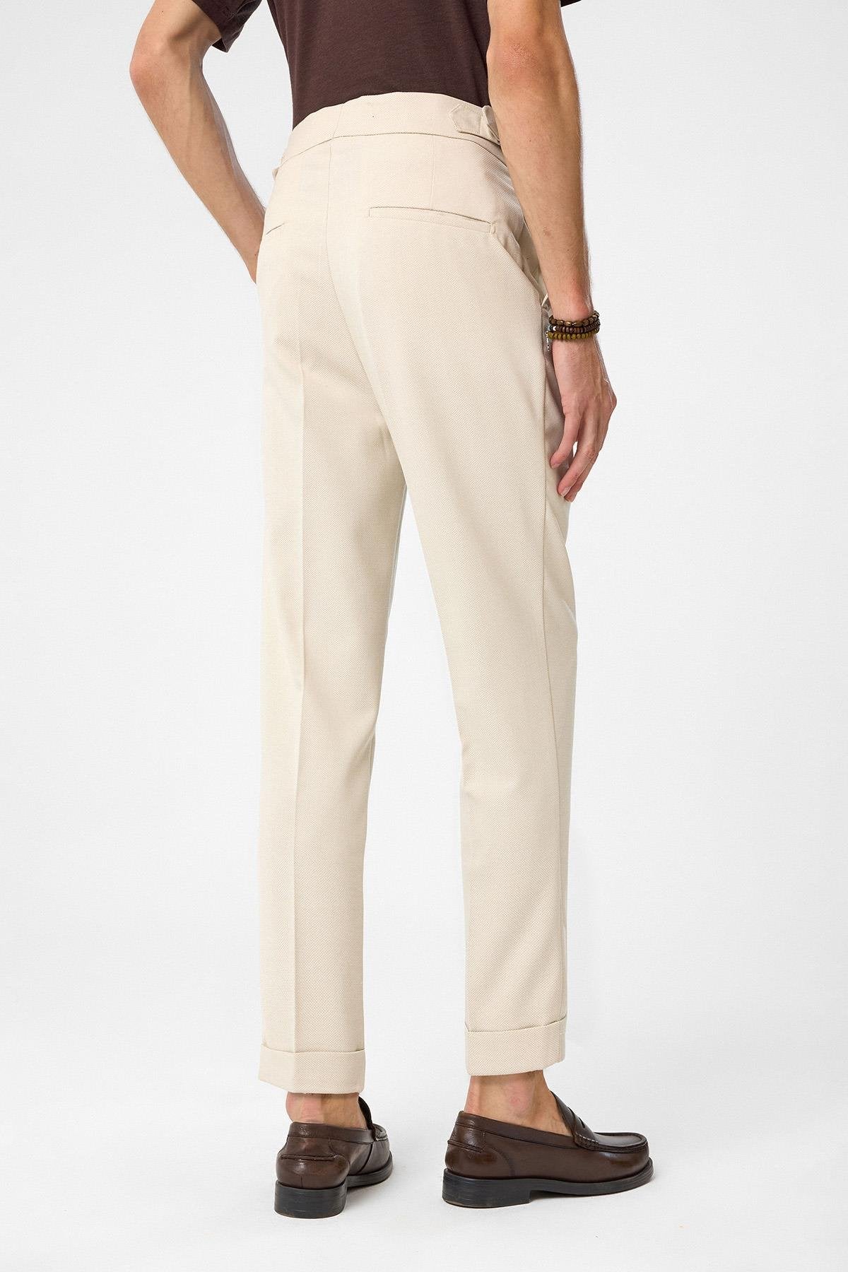 Antioch-Taş Yüksek Bel Yandan Tokalı Pileli Kumaş Pantolon-Kumaş Pantolon-5-Milagron.com