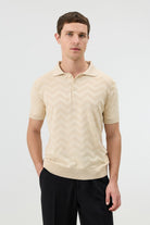 Antioch Taş Zigzag Desenli Polo Yaka Triko Erkek T-Shirt