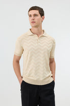 Antioch Taş Zigzag Desenli Polo Yaka Triko Erkek T-Shirt