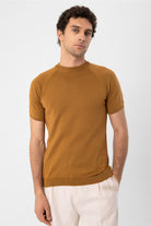 Antioch-Tütün Bisiklet Yaka Triko T Shirt-Kazak & Triko-3-Milagron.com