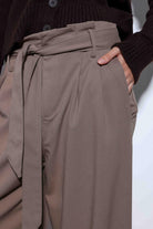 Antioch-Antioch Vizon Kemerli Pileli Geniş Kadın Pantolon-Kumaş Pantolon-8-Milagron.com