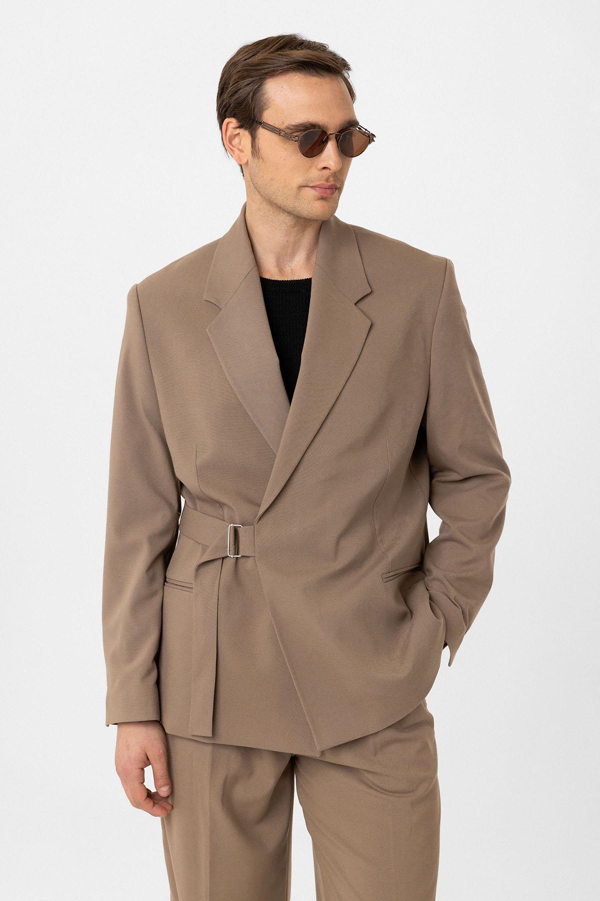 Antioch-Vizon Kuşaklı Relax Fit Erkek Blazer Ceket-Blazer Ceket-1-Milagron.com