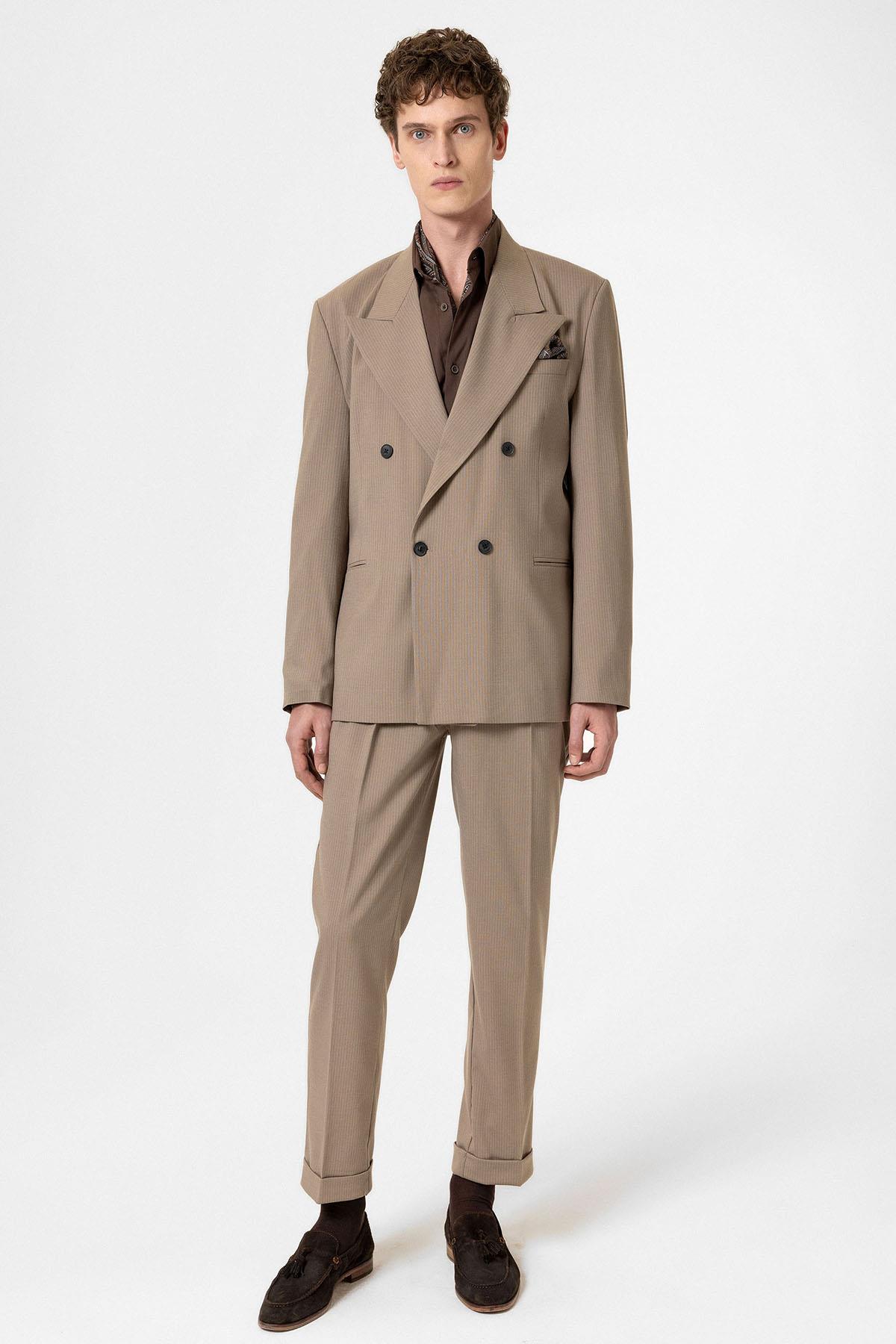 Antioch-Vizon Rahat Kruvaze Çizgili Erkek Blazer Ceket-Ceket-2-Milagron.com