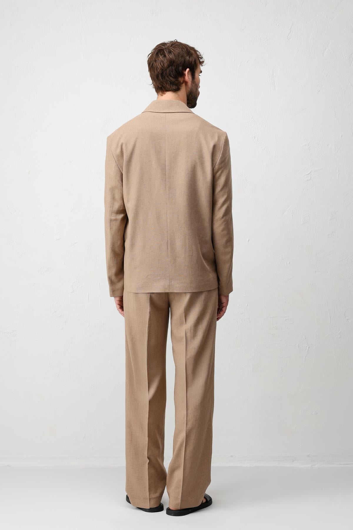 Antioch Vizon Relax Fit Keten Karışımlı Erkek Blazer Ceket