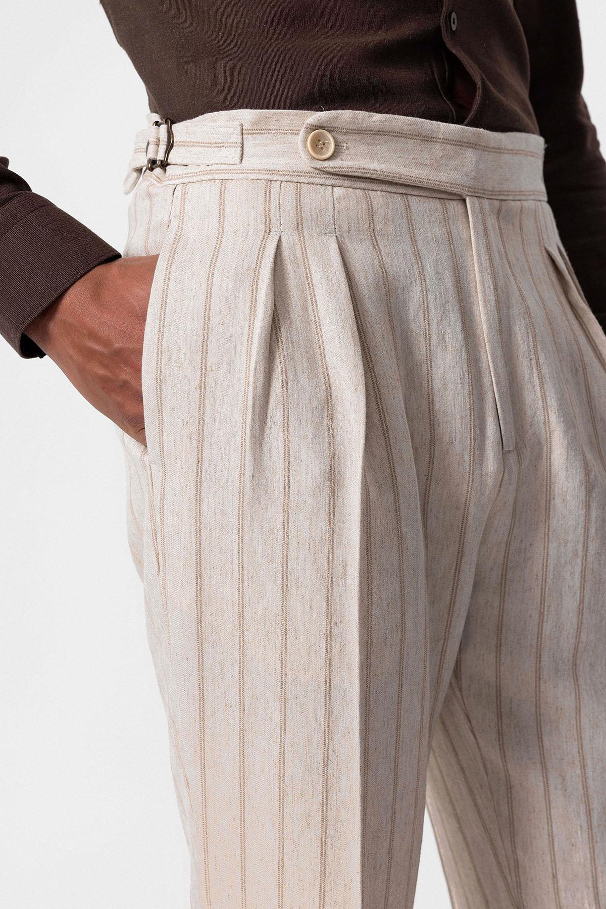 Antioch-Vizon Yüksek Bel Keten Karışımlı Erkek Pantolon-Pantolon-2-Milagron.com