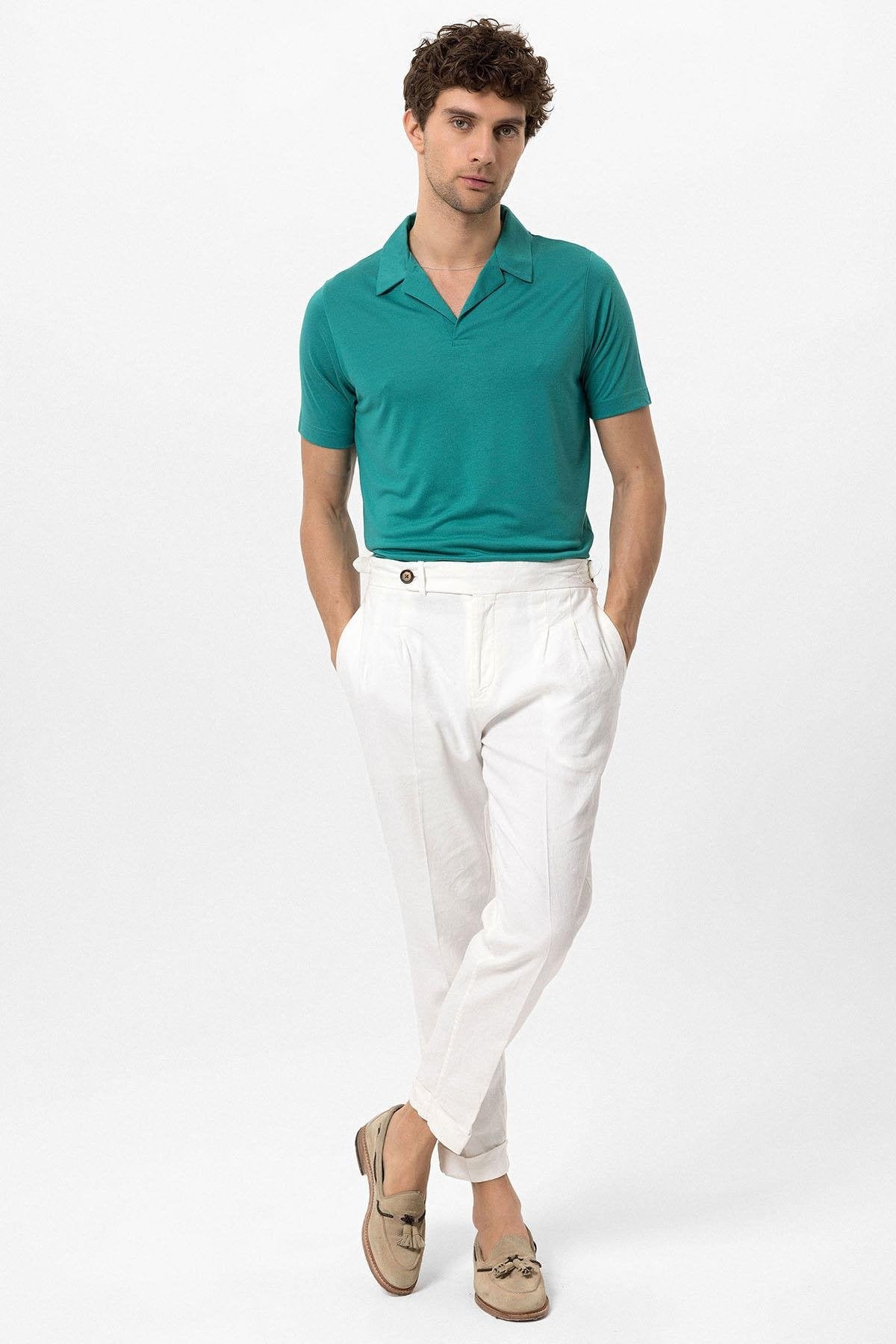 Antioch-Yeşil Apaş Yaka Regular Fit Erkek T Shirt-T-Shirts-2-Milagron.com