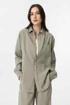 Antioch-Yeşil Modal Kadın Gömlek Pantolon Takım-Alt - Üst Takım-2-Milagron.com