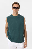 Antioch-Yeşil Regular Fit Dokulu Erkek Kolsuz T Shirt-T-Shirts-1-Milagron.com