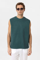 Antioch-Yeşil Regular Fit Dokulu Erkek Kolsuz T Shirt-T-Shirts-3-Milagron.com