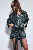 Antioch-Yeşil Suni Deri Kemerli Trençkot-Trençkot-4-Milagron.com