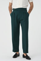 Antioch-Zümrüt Toka Detaylı Pileli Yüksek Bel Erkek Pantolon-Kumaş Pantolon-4-Milagron.com