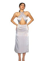 Antoa-Jessy Saten Boyundan Bağlamalı Elbise-Elbise-3-Milagron.com