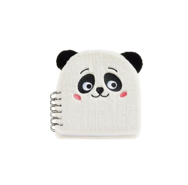 Apli̇-Apli B2 F Tüylü Kabarık Telli Not Defteri Panda-Çizgili Defter-1-Milagron.com