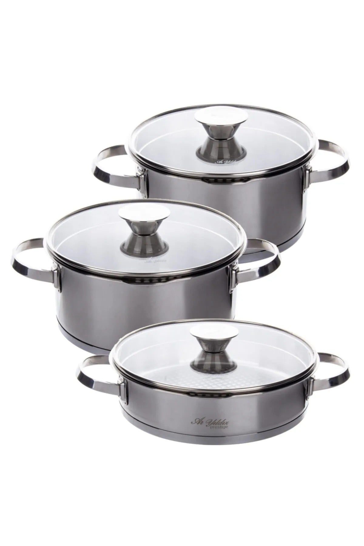 Aryıldız Lilyum Prestige 3 Parça Çelik Tencere Seti Ar218617