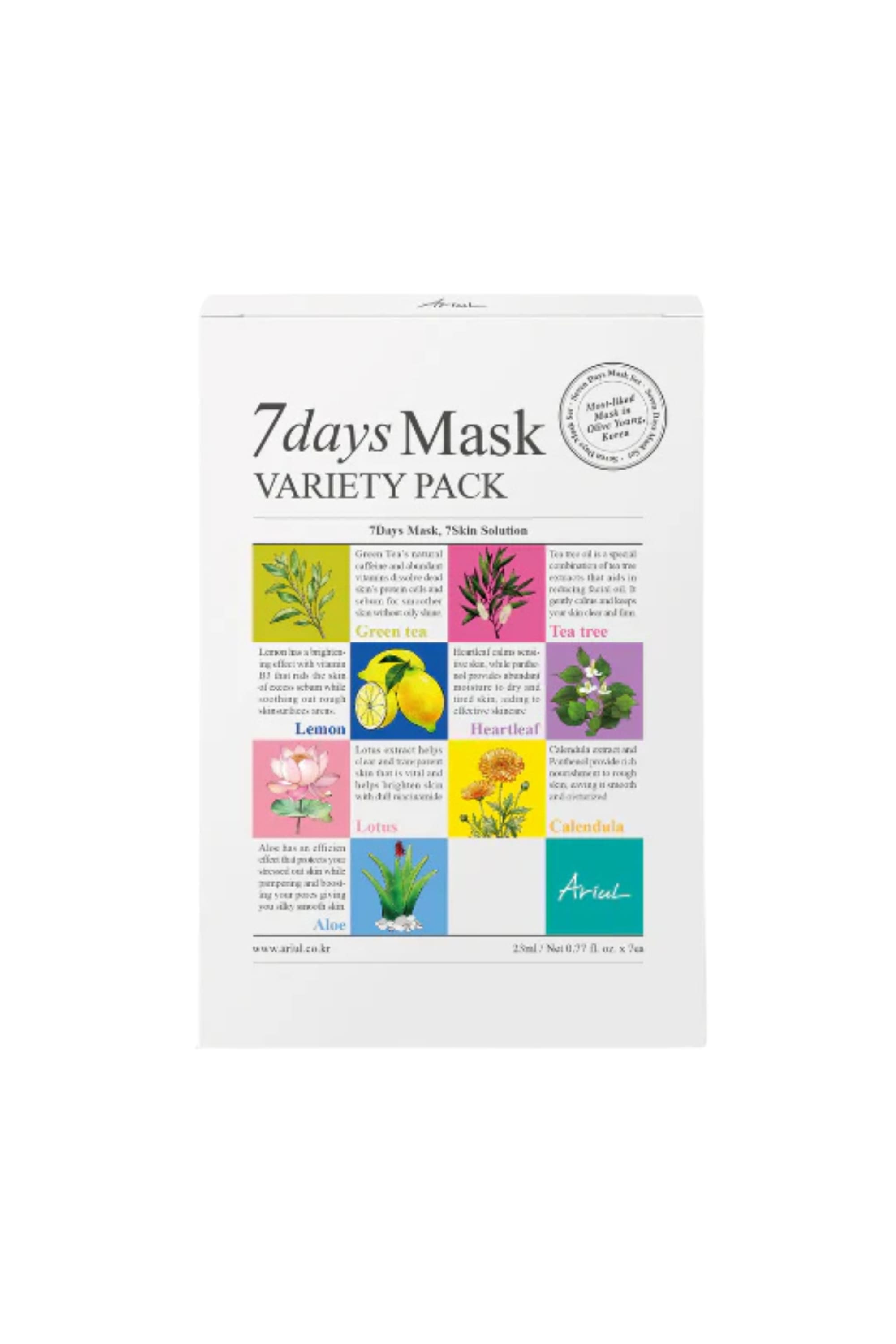 Ariul-Ariul 7 Days Mask Variety Pack Haftalık Vegan Kağıt Maske Seti 7 Adet-Krem-1-Milagron.com