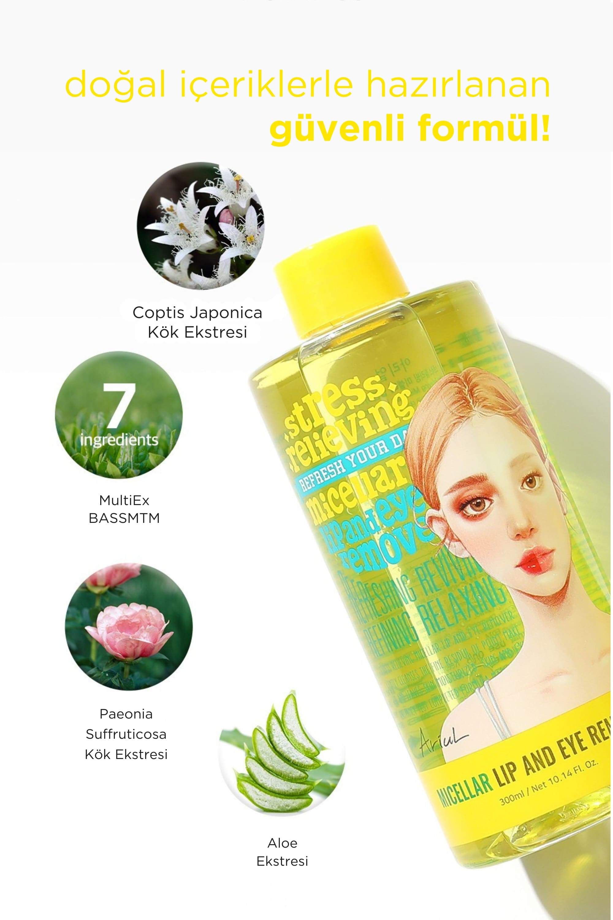 Ariul Stress Relieving Micellar Lip And Eye Remover 100Ml - 7:3 Micellar Makyaj Temizleme Suyu & Temizleme Yağı