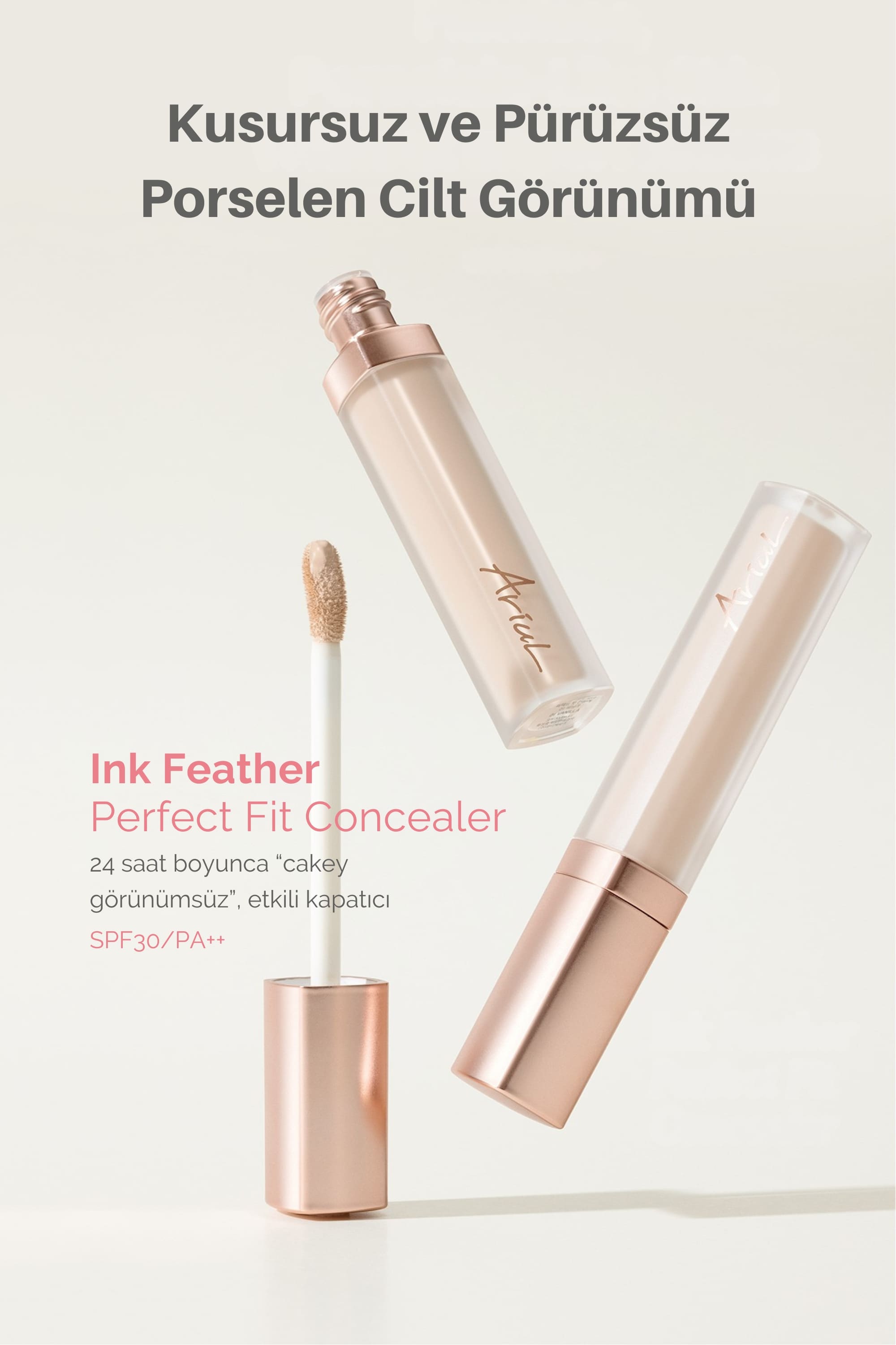 Ariul Ink Feather Perfect Fit Concealer 03 Cream Beige - Spf30 Pa++ 24 Saat Kalıcı Çok Yönlü Kapatıcı
