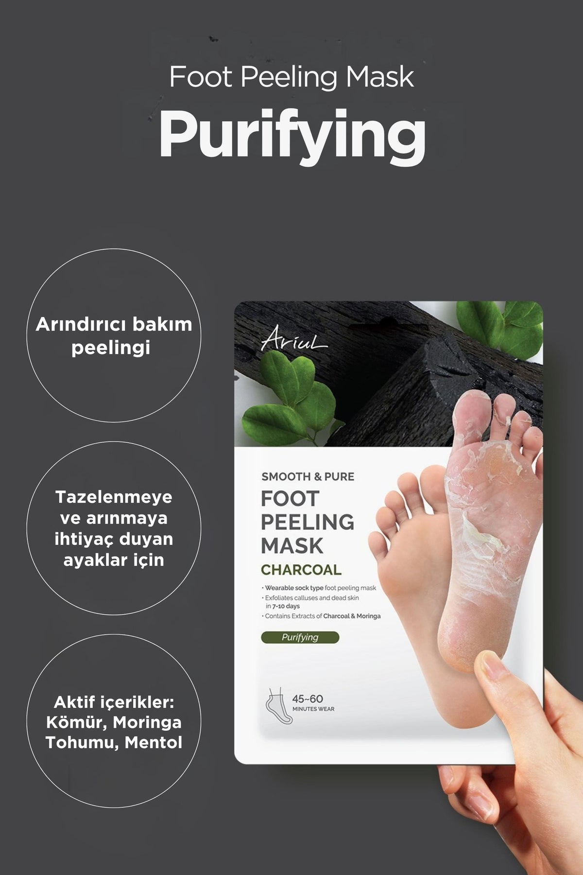 Ariul Smooth & Pure Foot Peeling Mask Purifying 2 Çift (4 Adet) - Çorap Tipi Derinlemesine Arındırıcı Ayak Peeling Maskesi