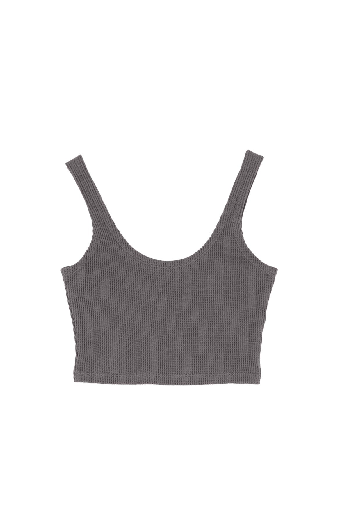 Waffle Crop Top - Gri