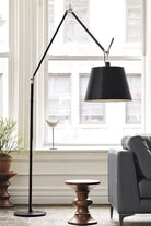 Artemide-Tolomeo Mega Led Siyah Kumaş Difüzör Ø42cm Yer Aydınlatması (2700k )-Lambader-2-Milagron.com