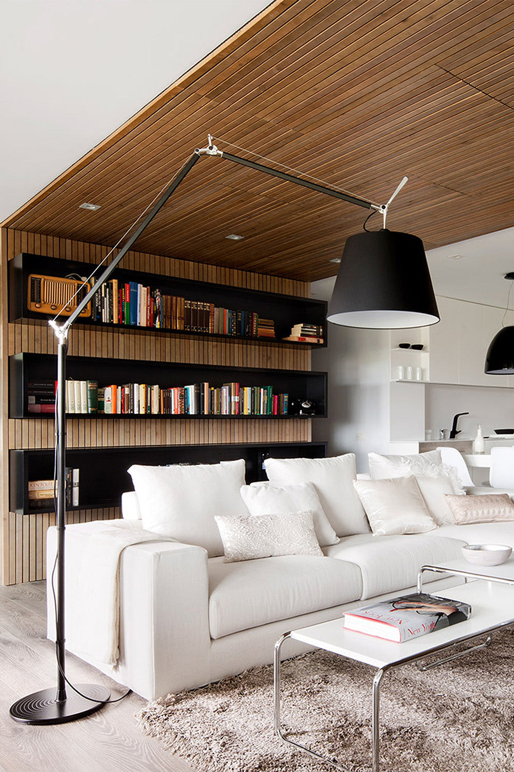 Artemide-Tolomeo Mega Led Siyah Kumaş Difüzör Ø42cm Yer Aydınlatması (2700k )-Lambader-3-Milagron.com