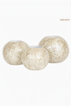 Sedefli 3'lü Tealight Top Mumluk Deniz Kabuğu Kaplama 8-9-11 Cm - 0