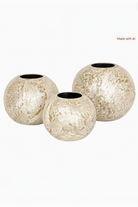 Sedefli 3'lü Tealight Top Mumluk Deniz Kabuğu Kaplama 8-9-11 Cm - 1