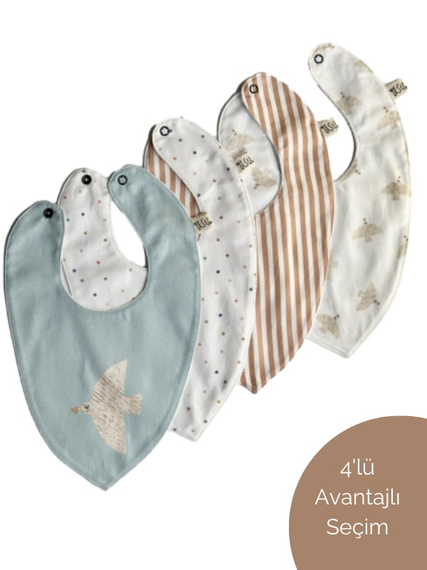 Asu Baby&Kids Freebird Mix&Match 4'Lü Organik Pamuk Önlük Cream