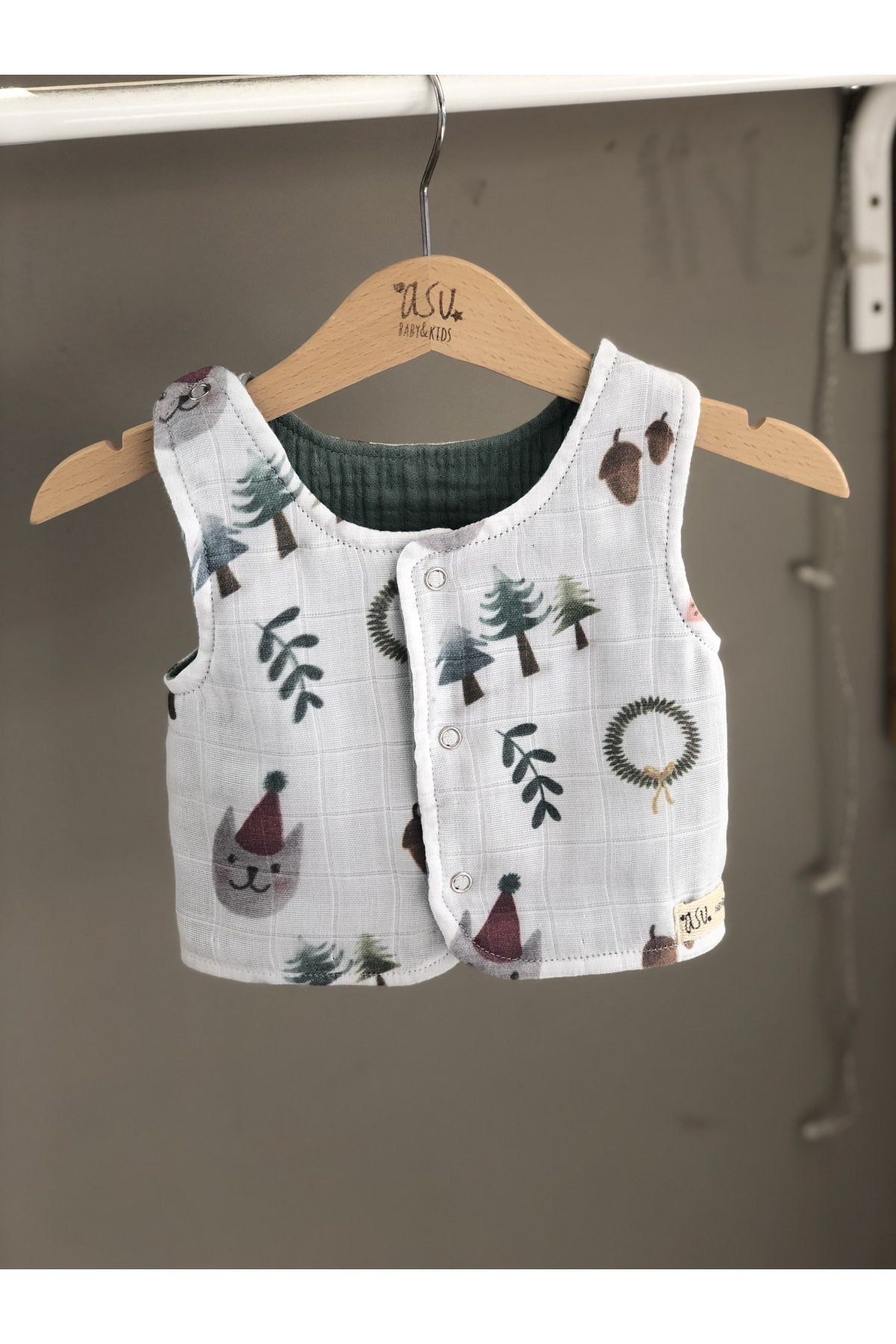Asu Baby&Kids Joyful New Year Çift Taraflı Müslin Yelek (0-3 Ay)