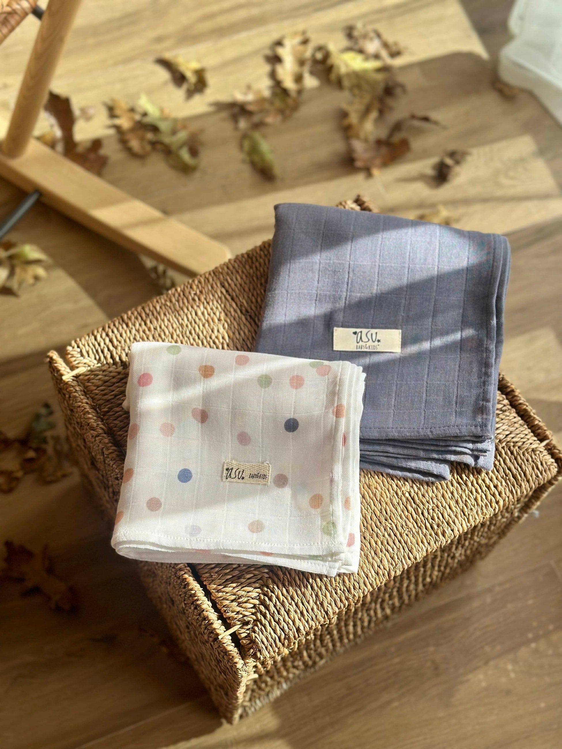 Asu Baby&Kids Mix&Match 2'Li Organik Pamuk Müslin Color Dot&Navy Blue
