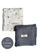 Asu Baby&Kids Mix&Match 2'Li Organik Pamuk Müslin Color Dot&Navy Blue