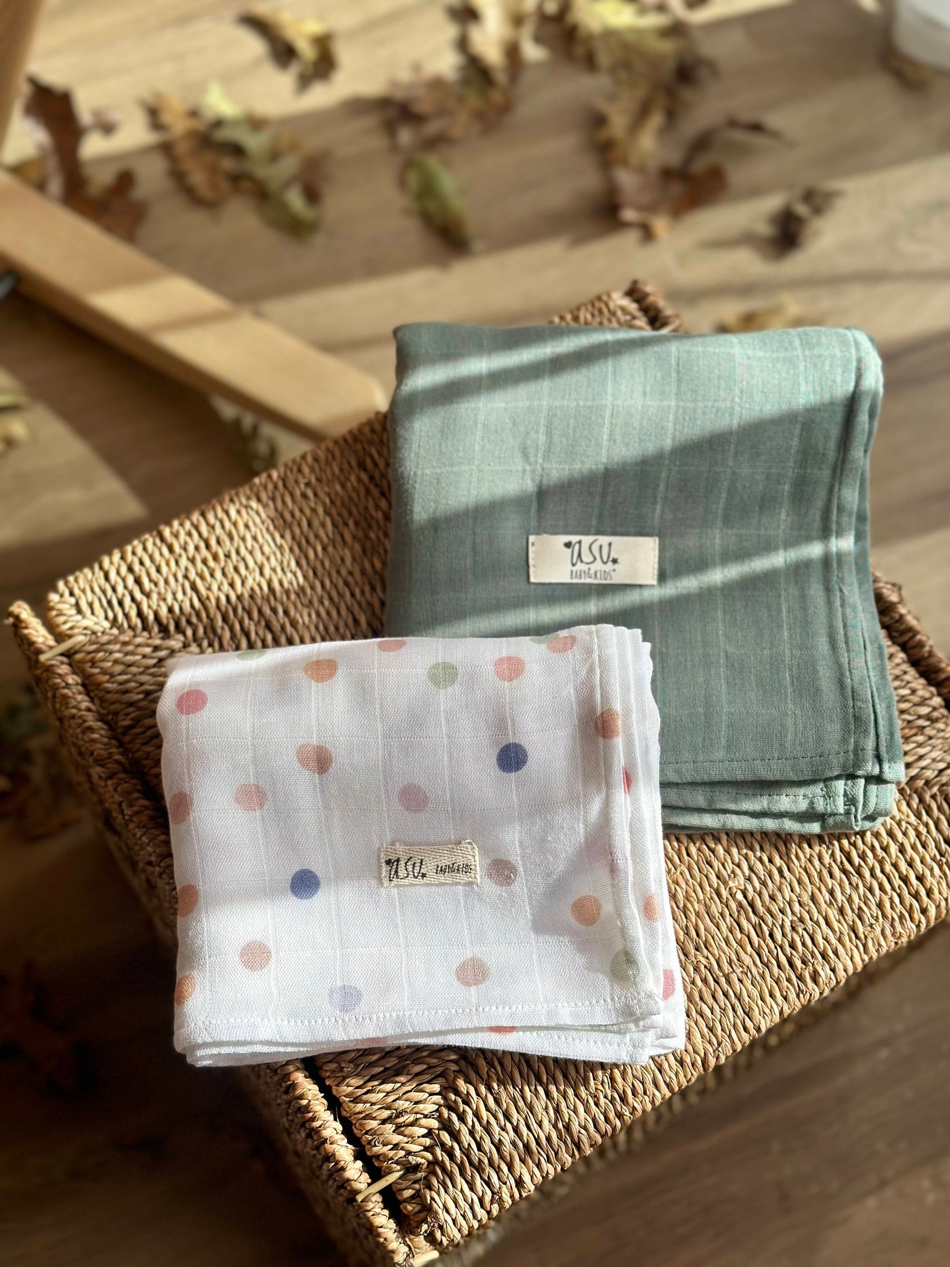 Asu Baby&Kids Mix&Match 2'Li Organik Pamuk Müslin Color Dot&Sage Green