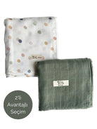 Asu Baby&Kids Mix&Match 2'Li Organik Pamuk Müslin Color Dot&Sage Green