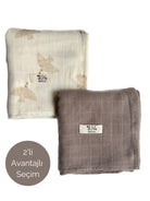 Asu Baby&Kids Mix&Match 2'Li Organik Pamuk Müslin Freebird&Umber Brown
