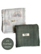 Asu Baby&Kids Mix&Match 2'Li Organik Pamuk Müslin Rainbow&Sage Green
