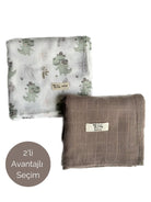 Asu Baby&Kids Mix&Match 2'Li Organik Pamuk Müslin Traveller Dino&Umber Brown