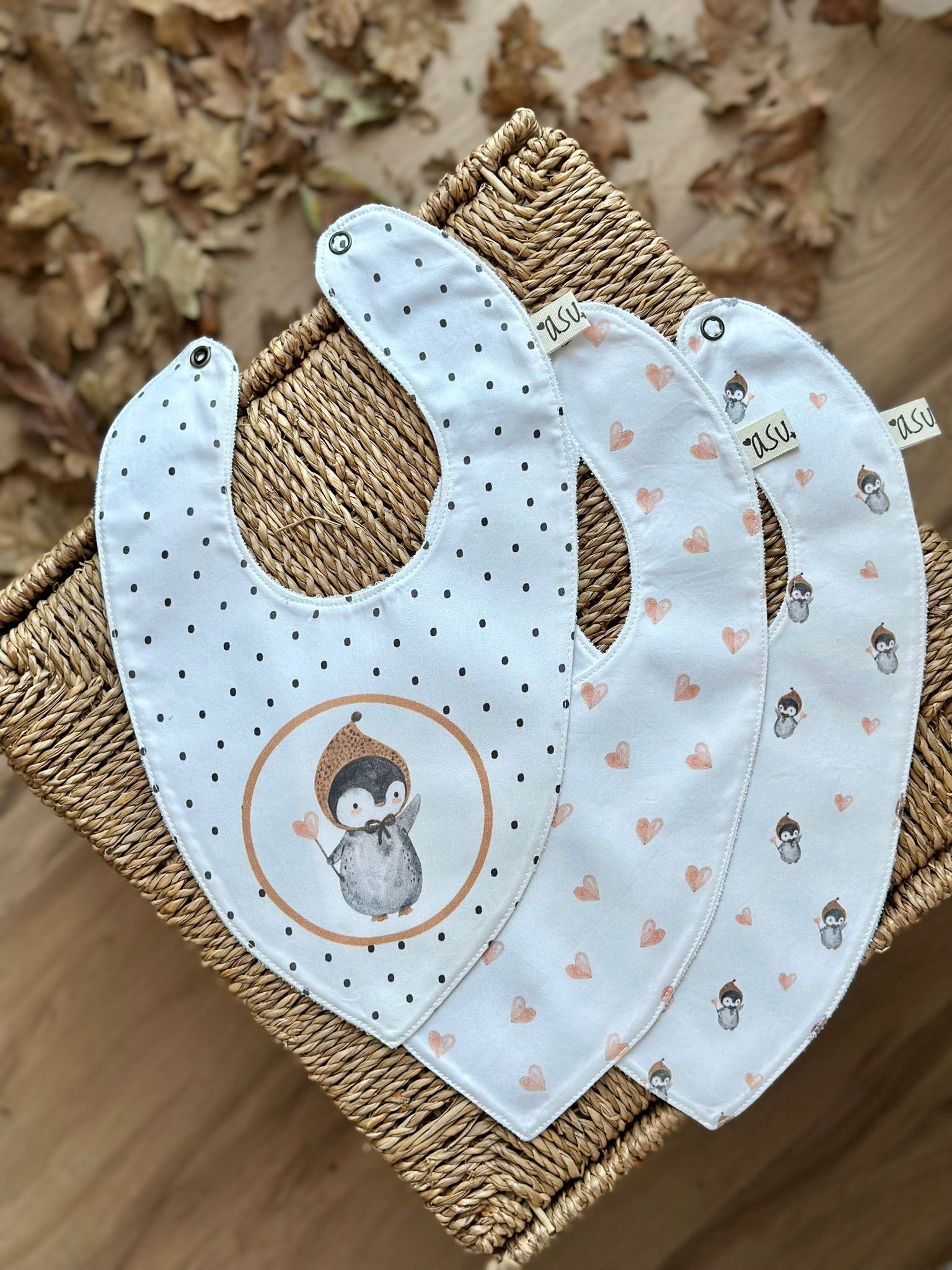 Asu Baby&Kids-Mix&Match 3'Lü Organik Pamuk Önlük Pengy-Önlük-1-Milagron.com