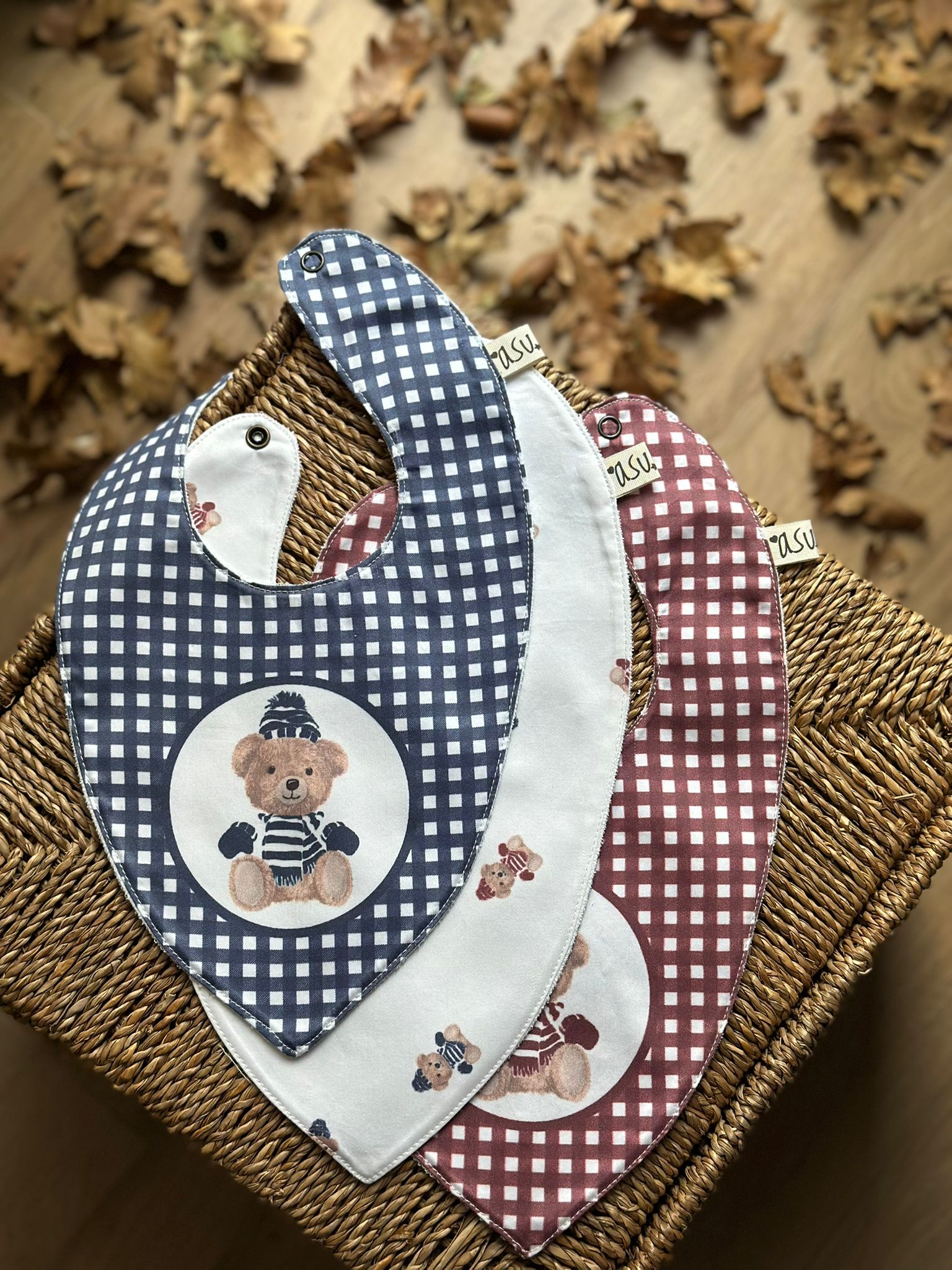 Asu Baby&Kids-Mix&Match 3'Lü Organik Pamuk Önlük Vintage Bear-Önlük-1-Milagron.com