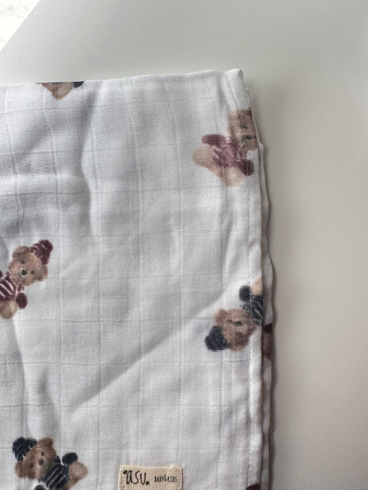 Outlet Vintage Ayı Organik Bambu Pamuk Müslin Örtü
