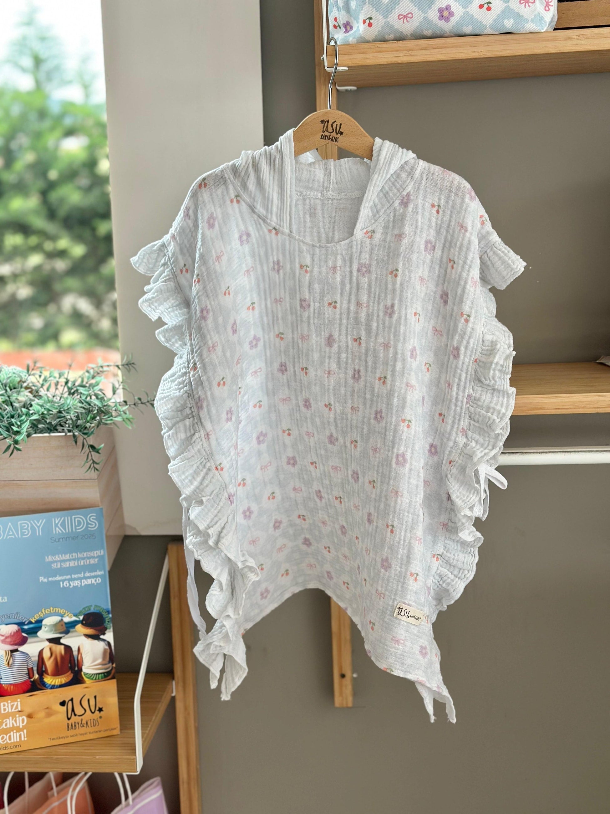 Asu Baby&Kids-Cherry Blossom Fırfırlı Müslin Panço-Panço-1-Milagron.com